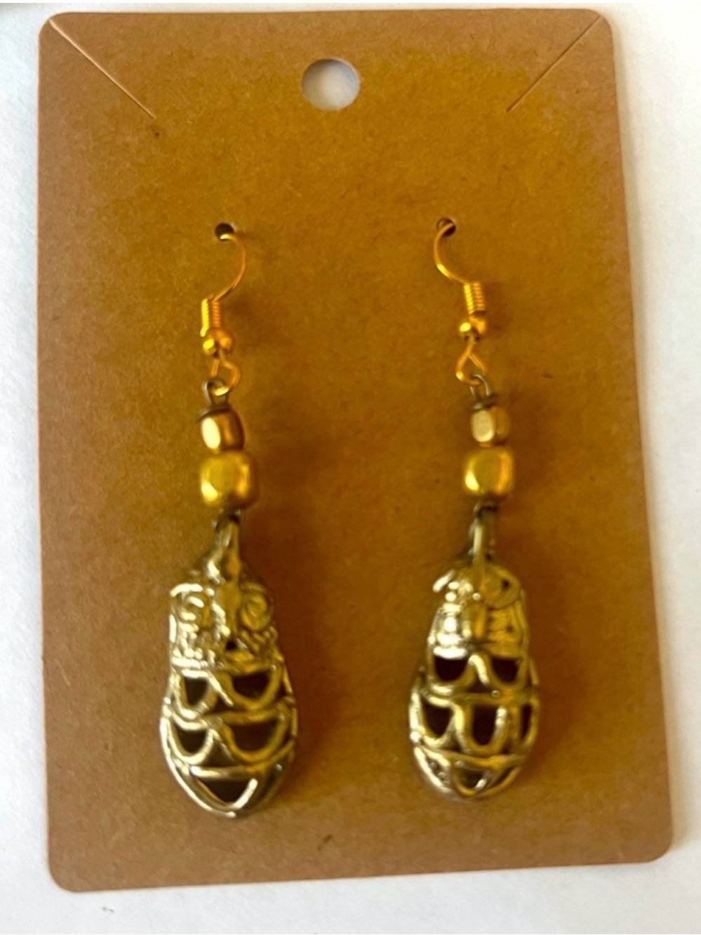Indian vintage Gold Drop Filigree Dangle Earrings - Women Jewelry